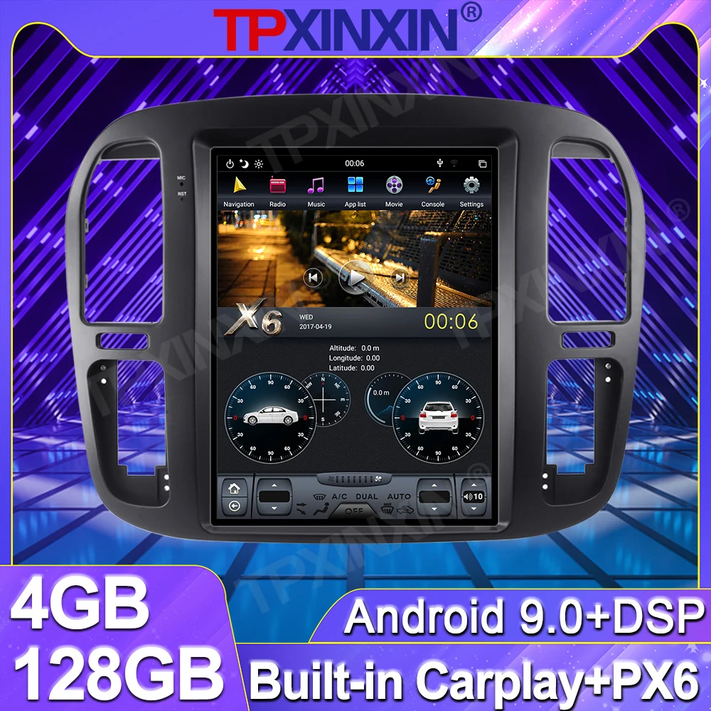 Для Toyota Land Cruiser 100 LC100 1998 2002 Android радио Тесла экран магнитофон PX6 Автомобильный
