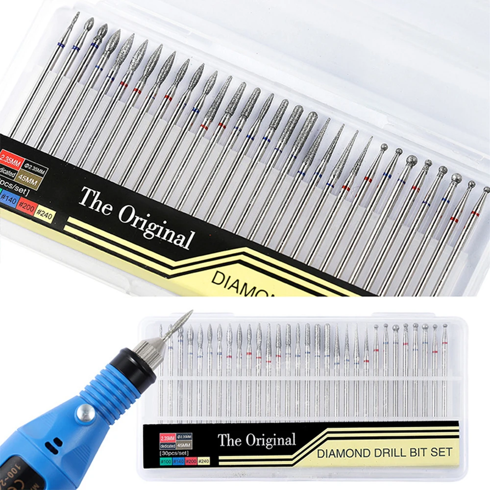 30 шт. сверла для ногтей из вольфрамового стального сплава алмазная шлифовальная