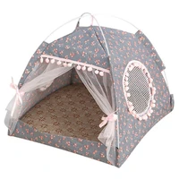 pet bed summer dog cat tent nest dog house cage for small cat tent breathable puppy kennel bed pet accessories