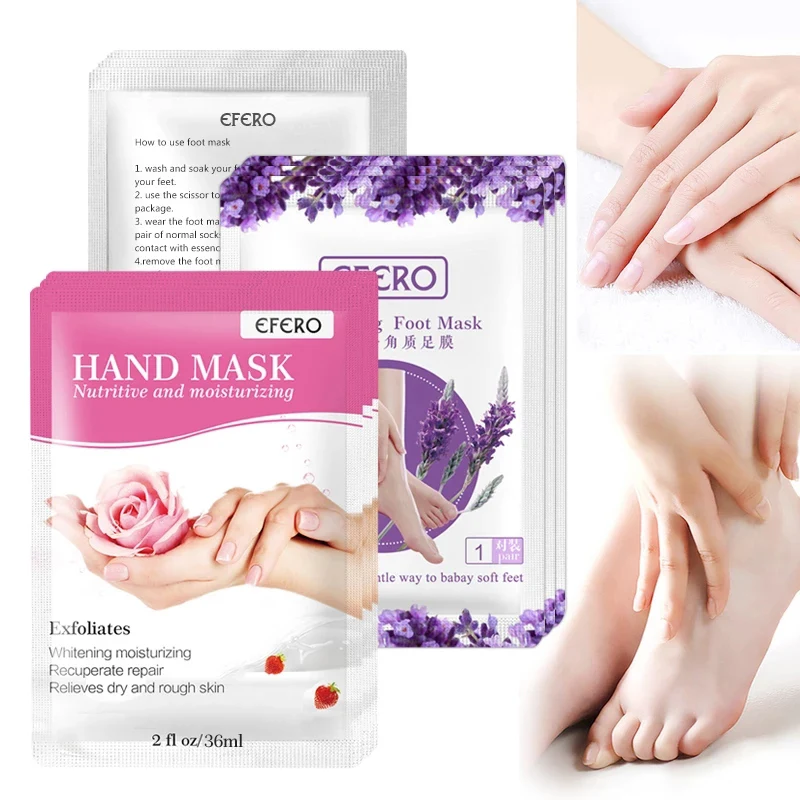 

6packs Exfoliating Mask Peel Foot Mask Skin Care Peeling Dead Skin Foot Mask for Legs+3Pack Moisturizing Hand Mask Spa Gloves