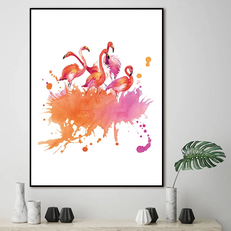 Conisi акварельный Фламинго Картина на холсте для стены скандинавские животные