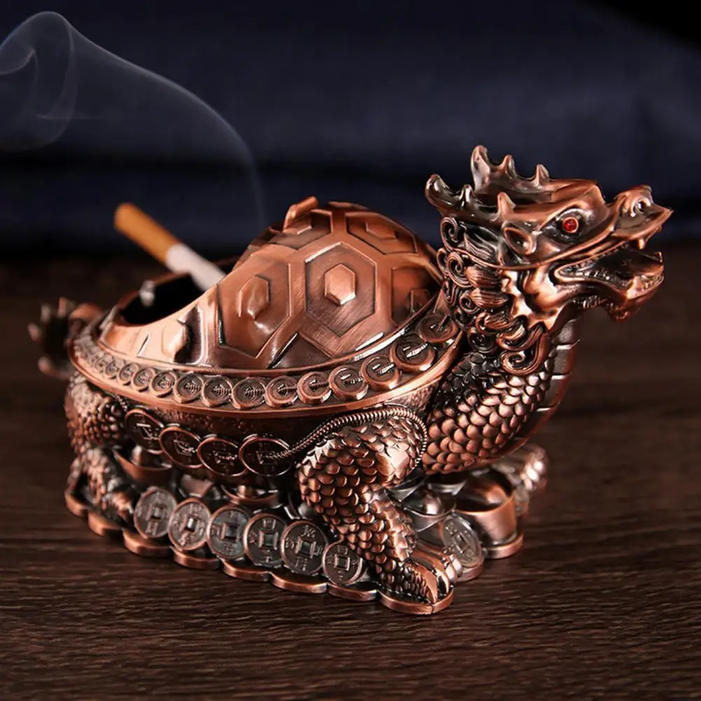 

Ashtray Retro Style Unique Easy to Use Beautiful Dragon Turtles Shape Ashtray Holder