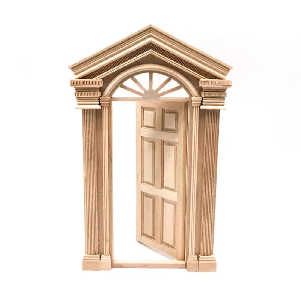 

1:12 Doll House Door Model Mini Handmade Simulation Living Room Exterior 6 Panel Natural Wood DIY Miniature Furniture Unpainted