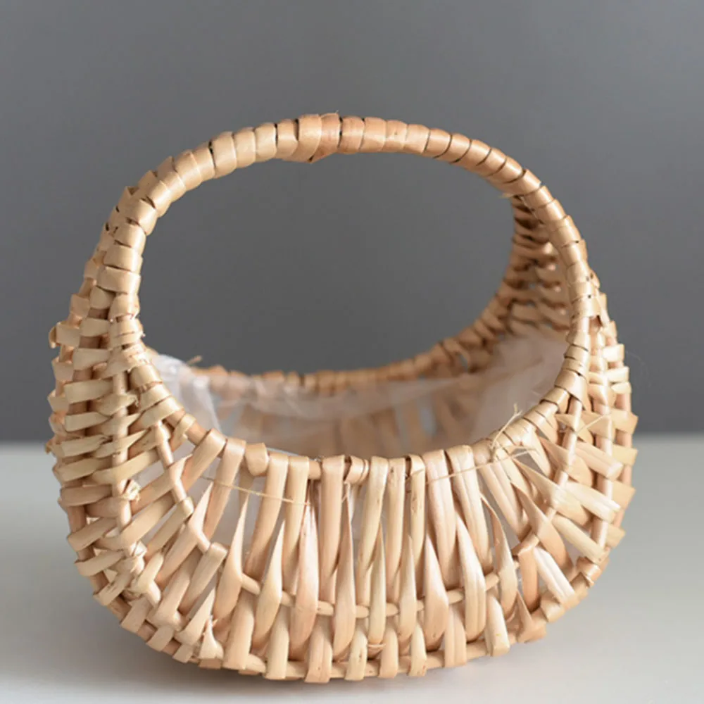 

Handmade Storage Basket Rattan Wicker Garden Flower Pot Plant Basket Souvenir Portable Flower Basket