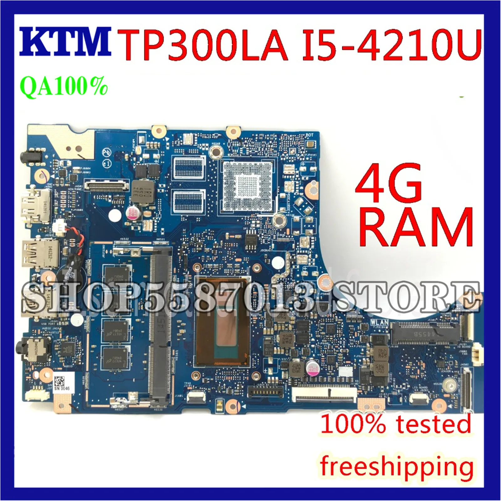 

KEFU TP300L I5-4210U 4G RAM For ASUS TP300LA Q302LA Q302L TP300 TP300L Laptop Motherboard Test work 100%