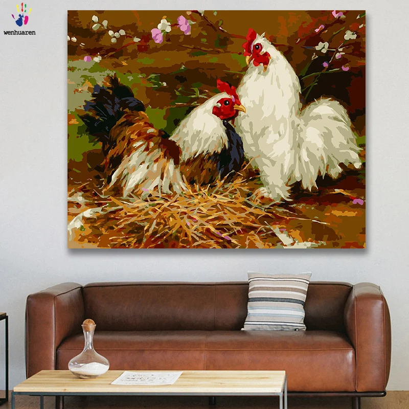 Сделай Сам картинки для раскраски по номерам с цветами дом большой петух Зодиак