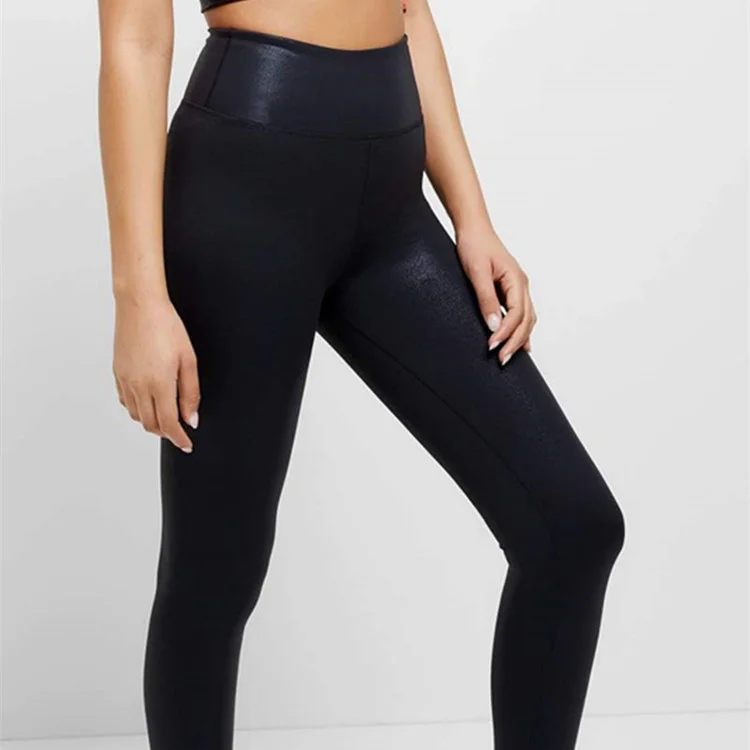 

Yoga tights shine high waist slim fit pants with waist and hips closed sexy female liquid 9-point waist pants