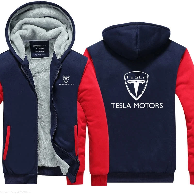 

Winter heavy 5XL Tesla Motors Hoodie men's hoodie with velvet top warm men's casual Hoodie