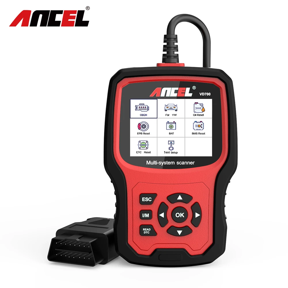 Ancel VD700 OBD2 сканер для диагностики автомобиля полная система индивидуальное сканирование Подушка безопасности ABS масло EPB сброс диагностический Автомобильный сканер инструмент