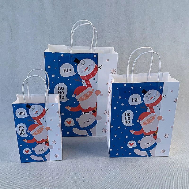 10 шт./лот 21x13x8 см Kawaii Рождественская серия бумажный мешок с ручками украшения DIY