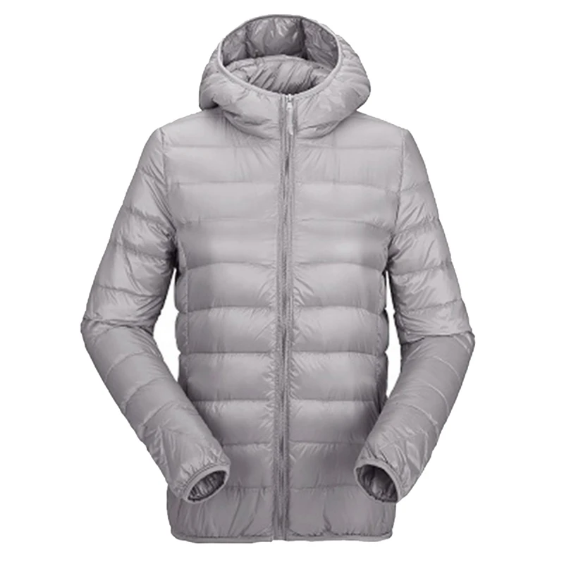 gray-Without bag Sfit зимняя женская короткая парка, теплая тонкая короткая стеганая хлопковая куртка с карманами, пальто с капюшоном, однотонный легкий пуховик - Цвет: gray-Without bag