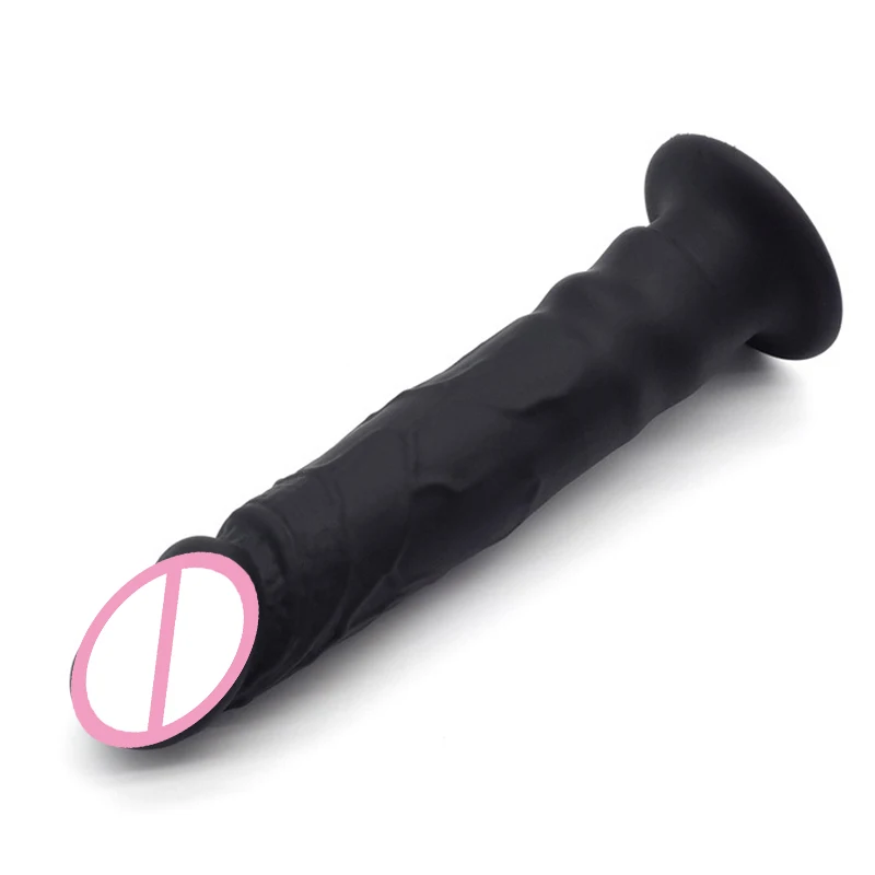 Черный фаллоимитатор с большой присоской для точки G реалистичный анальный