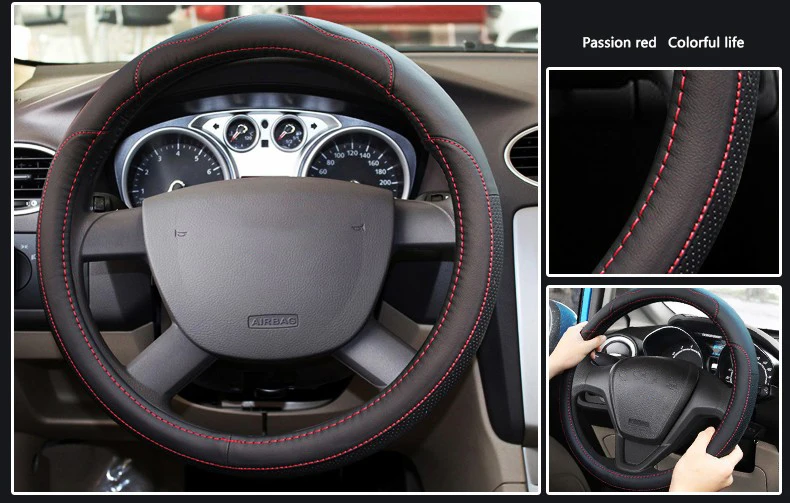 Кожаный Автомобильный чехол на руль для Ford Focus 2 3 Fiesta Mondeo Kuga Ranger, Fusion Transit Mustang Escape аксессуары