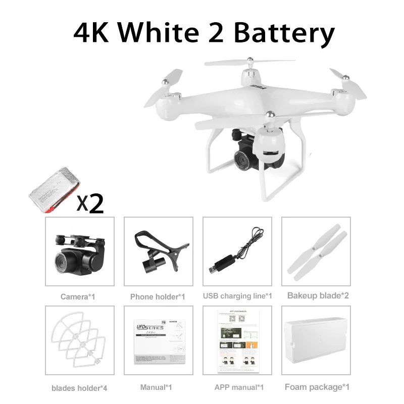 F68 Дрон супер длительный срок службы выносливость wifi FPV с камерой 4K HD 1080P RC Дрон Квадрокоптер самолет вертолет для детей - Цвет: White 4K 2B