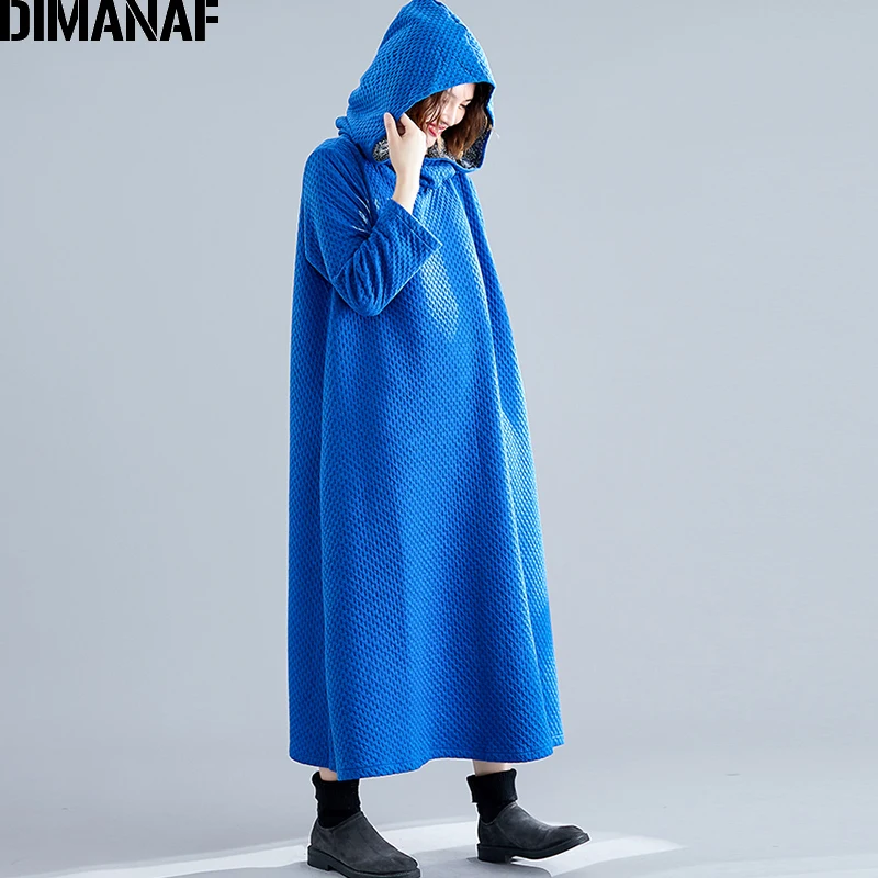 Dimanaf женский платье плюс Размеры зимние платья для девочек с хлопковой женские