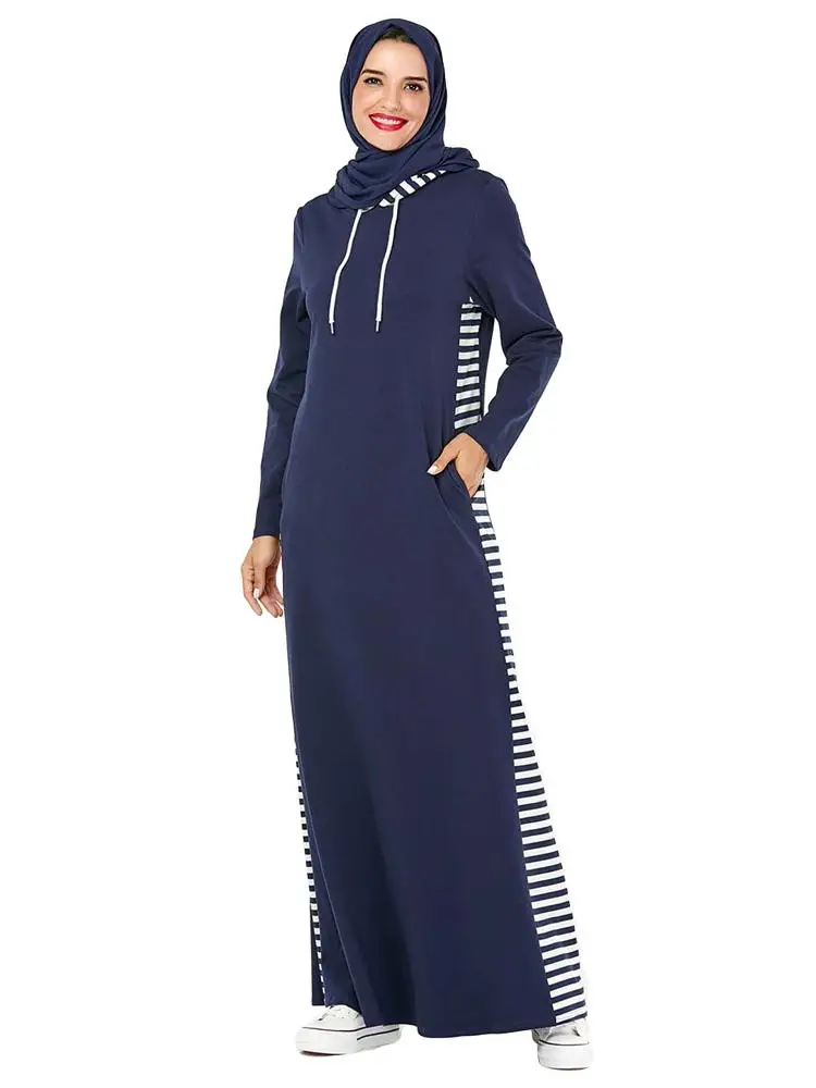 Женское свободное Макси платье с капюшоном Abaya мусульманское кафтан в арабском