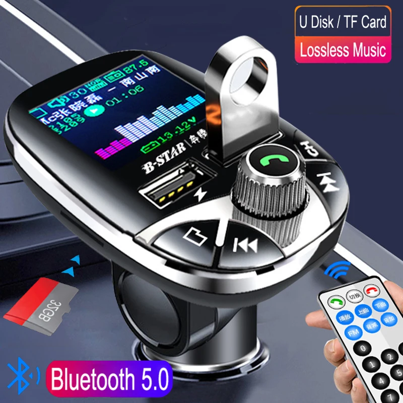 Автомобильный FM трансмиттер JINSERTA Bluetooth 5 0 mp3 плеер с цветным экраном двойное