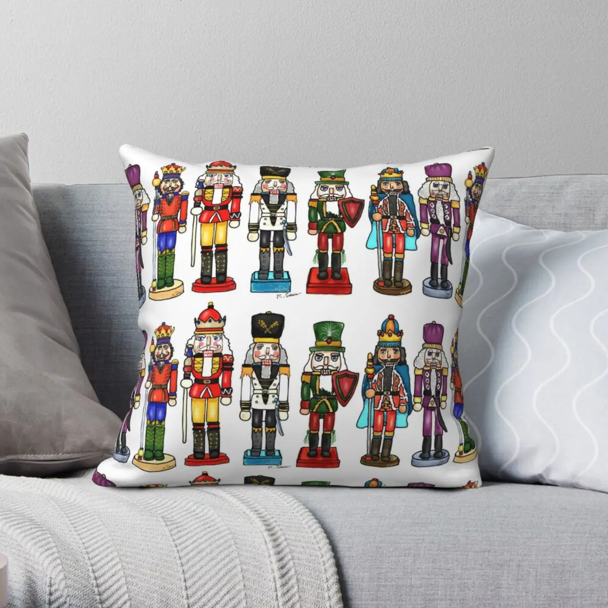 

Nutcracker Fun Pillowcase Polyester Linen Velvet Pattern Zip Decor Throw Pillow Case Room Cushion Cover