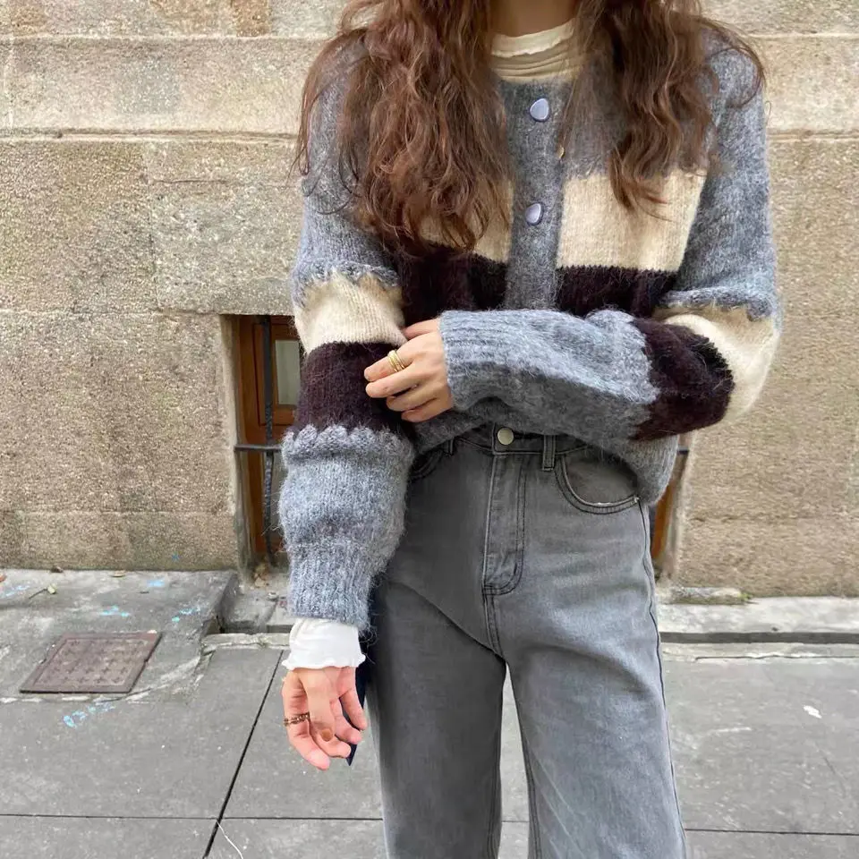 Вязаный кардиган в Корейском стиле Коллекция 2021 года Сезон весна-осень Новинка