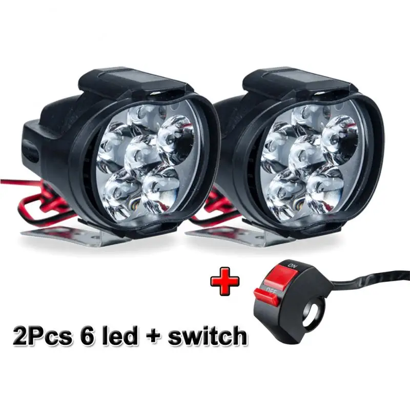 

2/1pcs For Motorcycles Headlight White Super Bright 6LED Working Spot Light Motorbike Fog Lamp 1500LM LED Scooters Spotlight