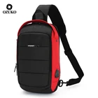 OZUKO многофункциональная модная водонепроницаемая сумка через плечо, дорожная Мужская нагрудная сумка, внешний USB интерфейс, сумка на одно плечо, нагрудная сумка