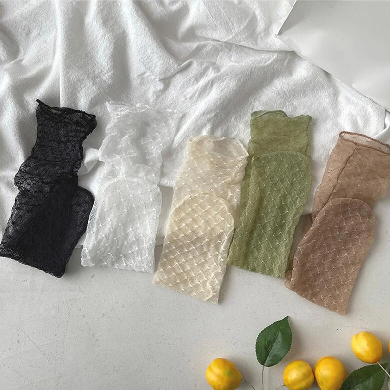 

1Pair Fashion Sexy Lace Transparent Mesh Socks Women's Socks Summer Ultra-thin Harajuku Retro Crew Socks for Girl Female