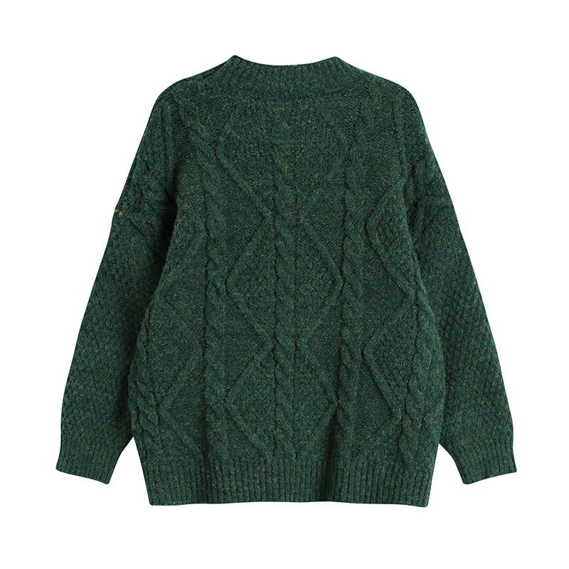 

Big Size Knitting Sweater Rhombus Long Sleeve Women Pullovers New Loose Fit Round Neck Fashion Autumn Winter 2020 723