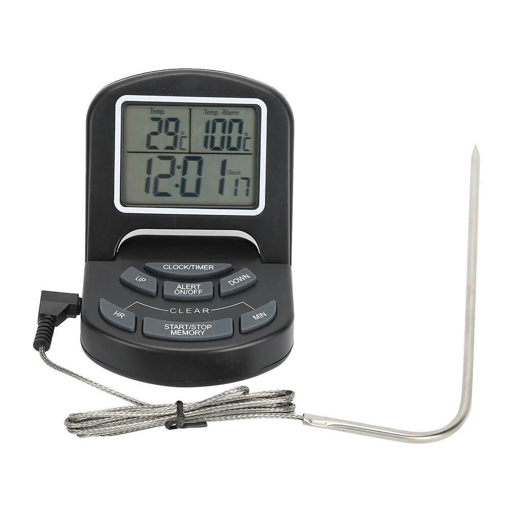

Home Kitchen Programmable Digital Cooking Food Thermometer Timer Tool with Probe 0 to 300 Celsius