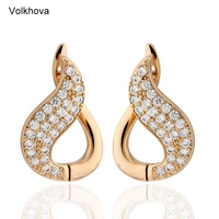 new design gold color aaa cubic zirconia copper earrings for women shiny personality hyperbole luxury stud earrings