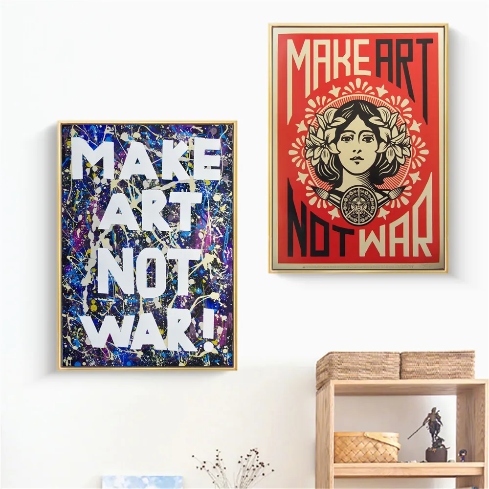 

Make Art Not War Pop Art Vintage Poster Prints Oil Painting On Canvas Wall Murals Pictures For Living Room