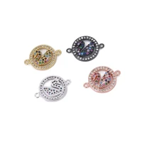 plated brass micro pave cubic zirconia connector charms links swan 20x14mm jewelry making findings for necklace craft