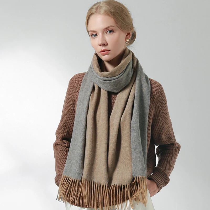 Женские шарфы из 100% овечьей шерсти двусторонние доступны 2021 брендовые теплые