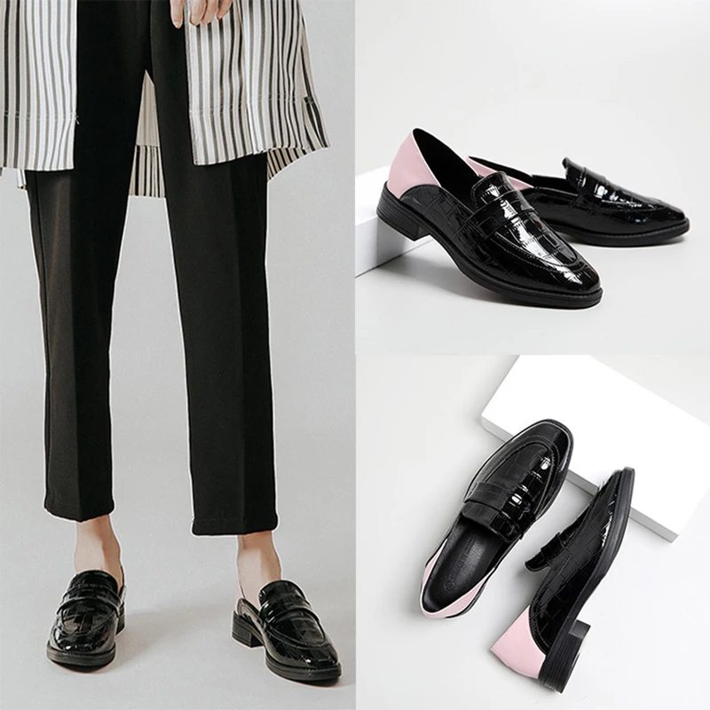 2019 женские мокасины броги со змеиным принтом оксфорды черного цвета британский