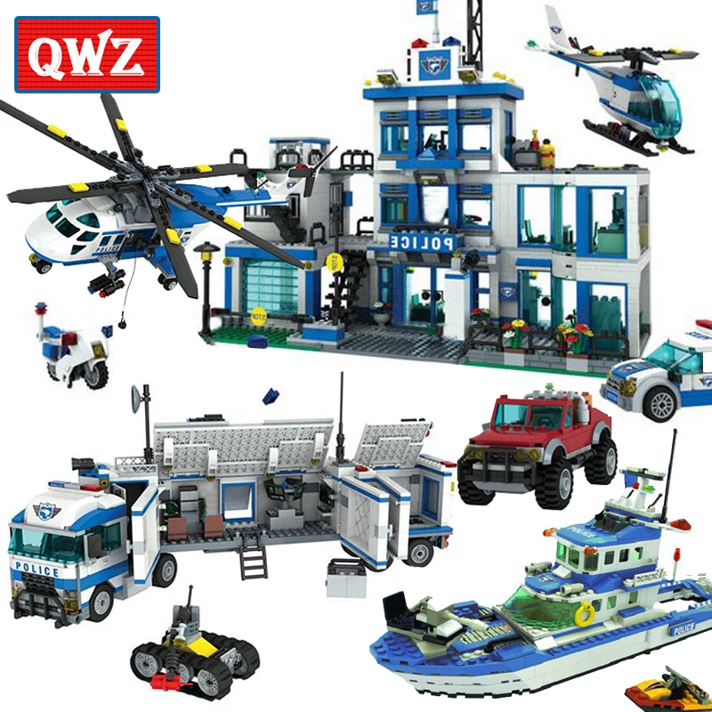 QWZ серия городская полиция строительные блоки полицейский участок детские