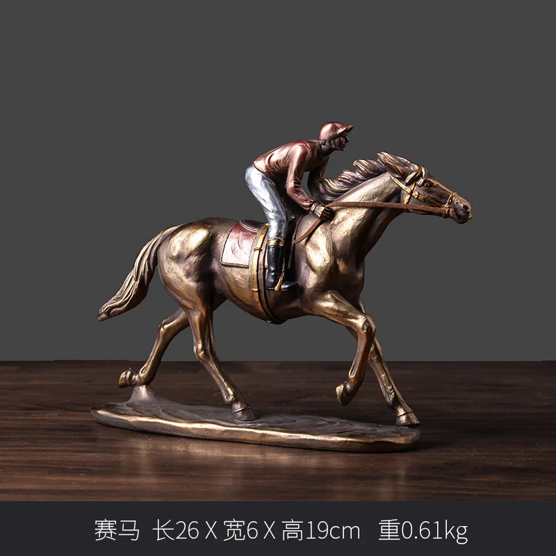 

Modern Art Sculpture Horse Racing Resin Craft Ornamentse European American Style Horse Racin Living Room Home Decoration