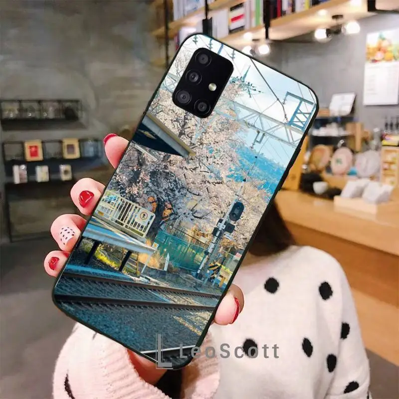 

Japanese cherry blossom street view Phone Case For Samsung galaxy S 7 8 9 10 20 edge A 6 10 20 30 50 51 70 note 10 plus