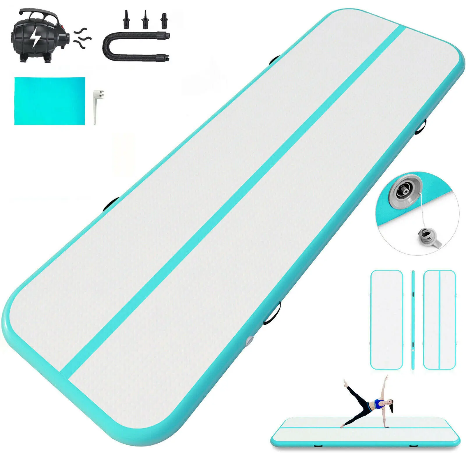 Pаспродажа Гимнастический воздушный трек с насосом (6 м 7 м 8 м) * 2 м * 0,2 м надувной коврик для тренажерного зала для тренировок DWF Tumbling Track MatsAir пол/батут