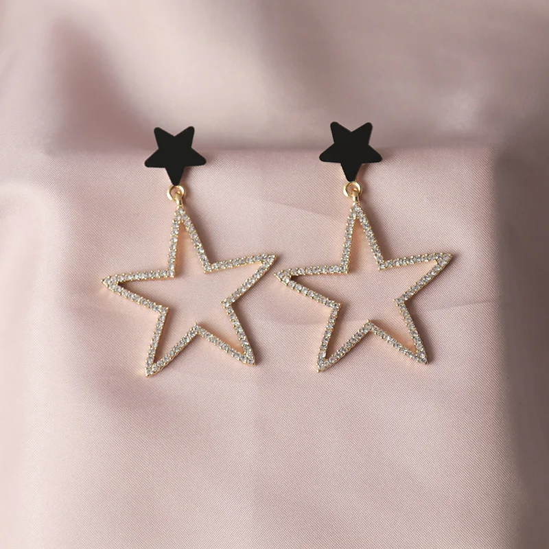 Личности преувеличенные пятиконечные звезды серьги гвоздь женский 925 Корейский