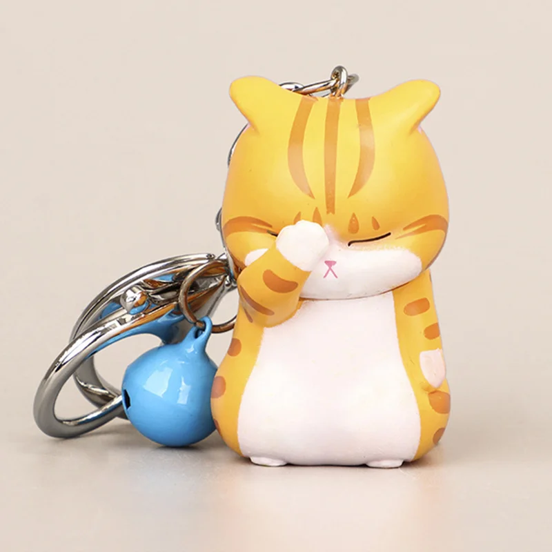 

Shy Distressed Cat Key Chain Cute Funny Depressed Cats Keychain for Girlfriend Children Bag Car Keys Pendant Keyring Trinket