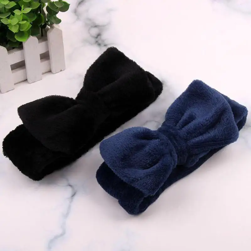 Женская Мягкая повязка на голову для волос из кораллового флиса с бантом