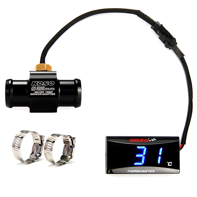 temperatur-BLUE-22MM Мотоцикл KOSO температура воды мини метр для XMAX250 300 NMAX CB 400 CB500X датчик температуры воды адаптер скутер и гонки - Цвет: temperatur-BLUE-22MM