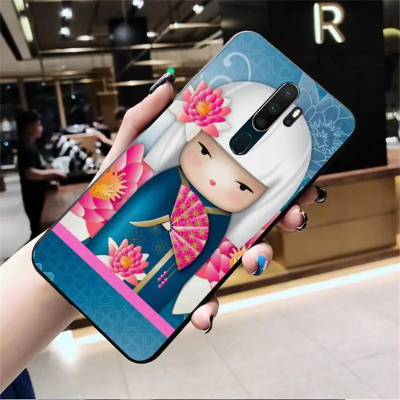 kawaii Japanese Kokeshi doll Black Soft Shell Phone Case Capa For Oppo A5 A9 2020 Reno2 z Renoace 3pro Realme5Pro | Мобильные