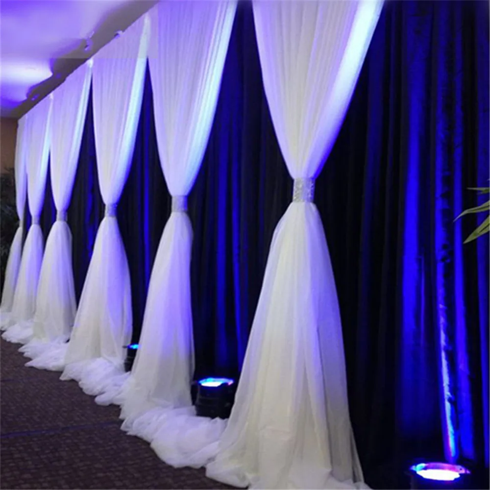 

3M * 6M Ice Silk & Chiffon Backdrop for Wedding Decorations Curtain with Chiffon Valance party baby shower wall supplies
