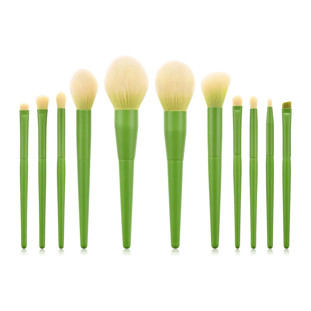11Pcs makeup brushes Grass green wooden handle for Foundation Powder make up brushes кисти для макияжа beauty tools T11018
