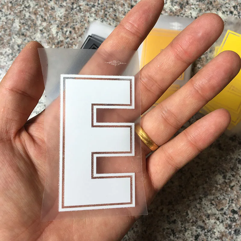 8cm E Горячая фиксация накладки для ногтей теплопередачи Горячие бирки для одежды с золотым тиснением сумка рубашка письмо номер железа на заплатках - Цвет: 8cm E