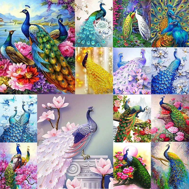 

Алмазная вышивка «Павлин» 5D «сделай сам», наборы для вышивки крестиком с животными, полностью круглая Алмазная мозаика, домашний декор, худ...