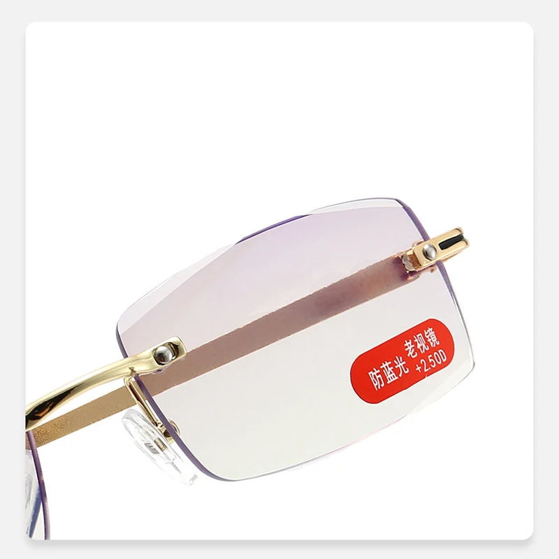 

Elbru Vintage Rimless Anti Blue Light Reading Glasses Fashion Square Clear Presbyopic Glasses Unisex With Diopters +1.0 to +4.0