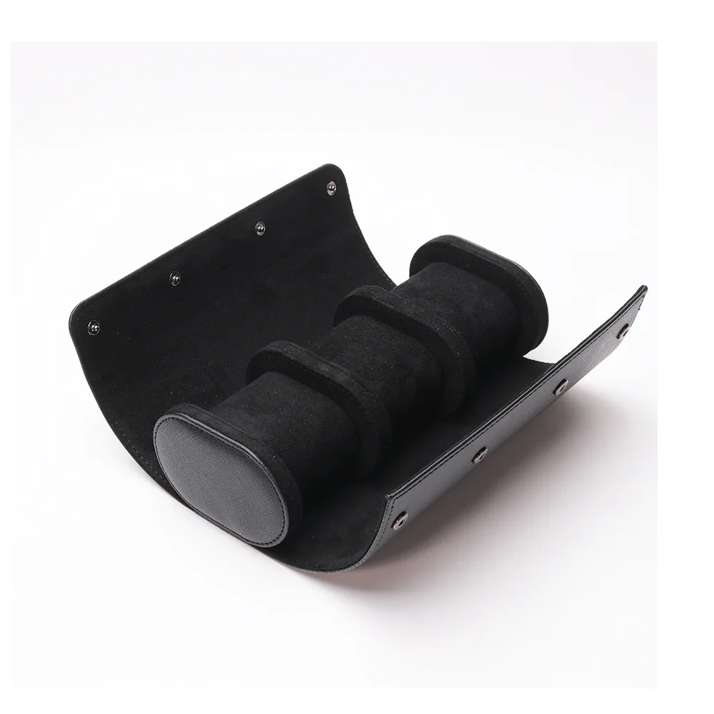 

3 Slots Watch Holder Watch Box Round Travel Watch Box PU Leather Portable Watch Box Black Storage Jewelry Display Box for Watch