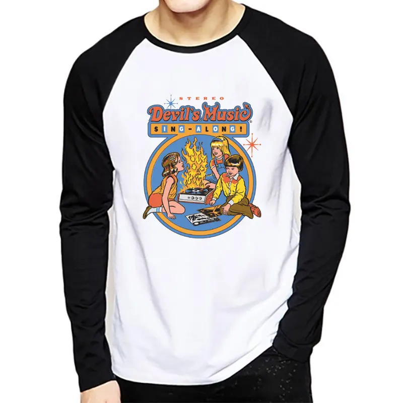 Реглан футболка с длинным рукавом для мужчин сатана злые дети демоны обряд