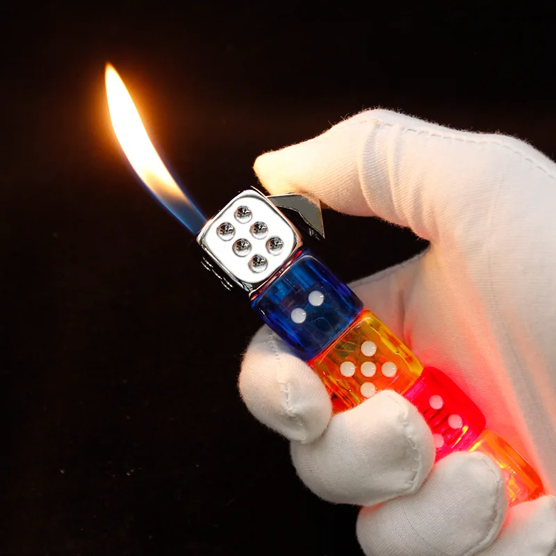 

Creative Funny dice torch Lighter Inflatable cigarette Lighter Butane Gas Lighter LED Light smoking accessories gadget for women